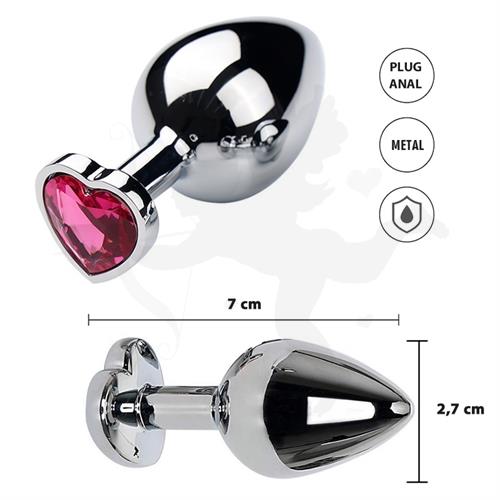 Gemini Rojo S: Joya anal Small con gema roja en forma de corazon